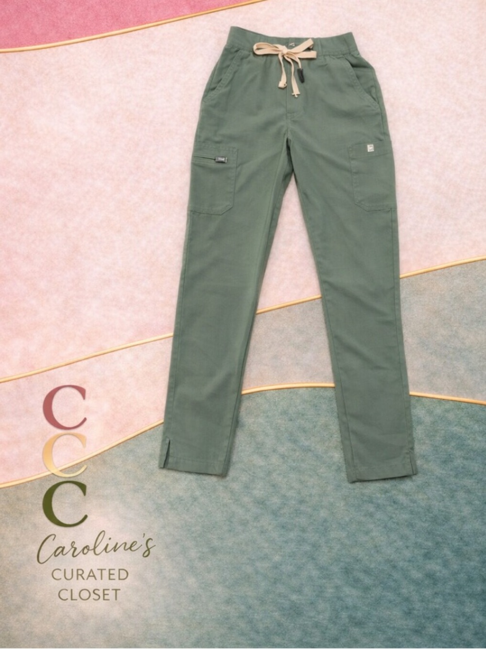 FIGS Yola Scrub Pants XS Green High Waisted Stretch Medical Uniform